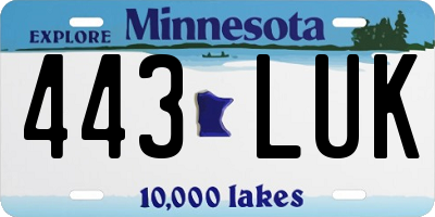 MN license plate 443LUK