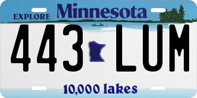MN license plate 443LUM