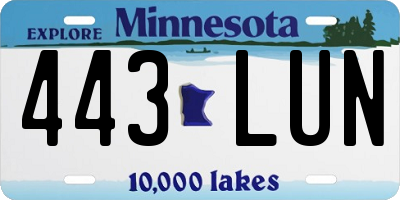 MN license plate 443LUN