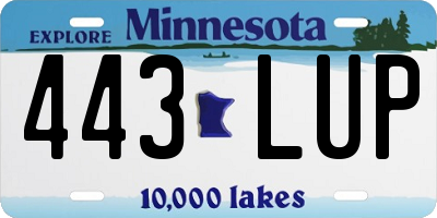 MN license plate 443LUP