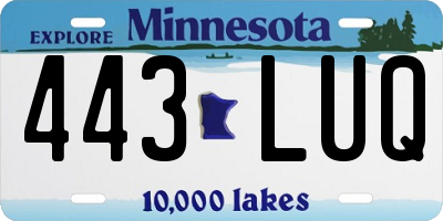 MN license plate 443LUQ