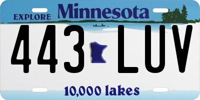 MN license plate 443LUV