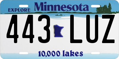 MN license plate 443LUZ