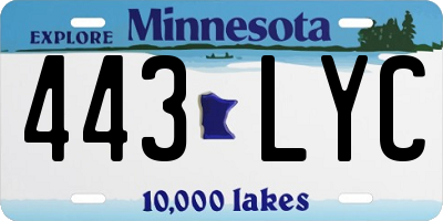 MN license plate 443LYC