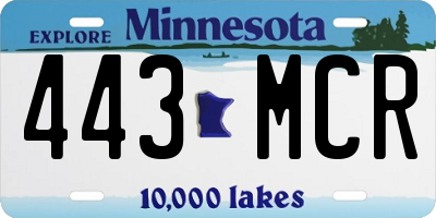 MN license plate 443MCR