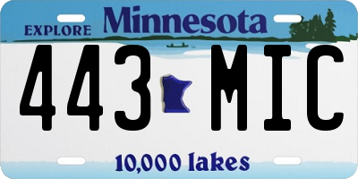 MN license plate 443MIC