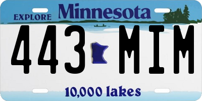 MN license plate 443MIM