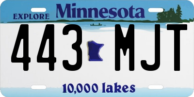 MN license plate 443MJT