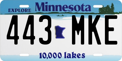 MN license plate 443MKE