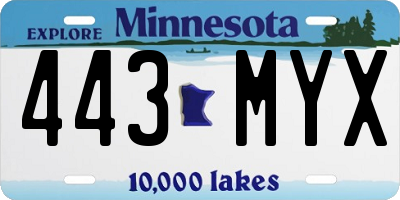 MN license plate 443MYX