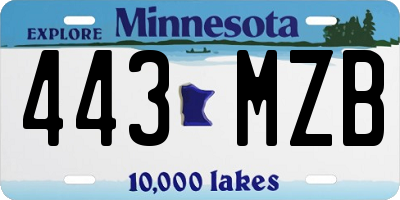 MN license plate 443MZB