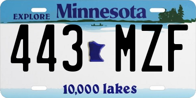 MN license plate 443MZF