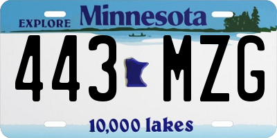 MN license plate 443MZG