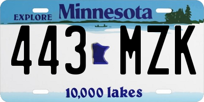 MN license plate 443MZK