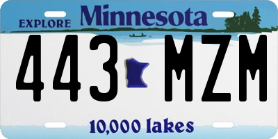 MN license plate 443MZM