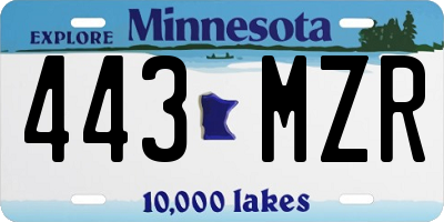 MN license plate 443MZR