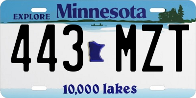 MN license plate 443MZT