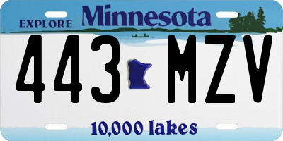 MN license plate 443MZV