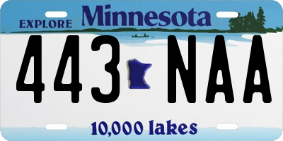 MN license plate 443NAA