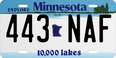 MN license plate 443NAF