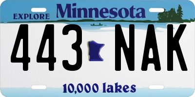 MN license plate 443NAK