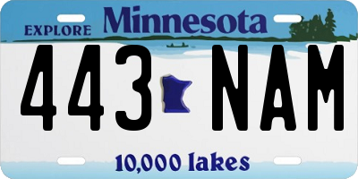 MN license plate 443NAM