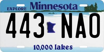 MN license plate 443NAO