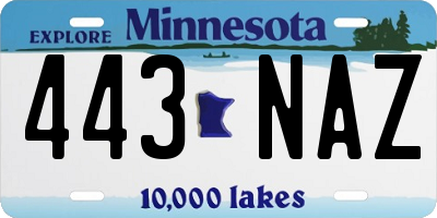 MN license plate 443NAZ