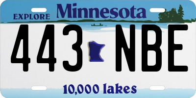 MN license plate 443NBE