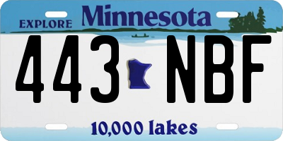 MN license plate 443NBF