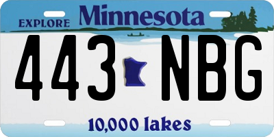 MN license plate 443NBG