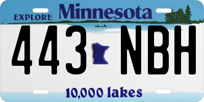 MN license plate 443NBH