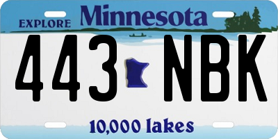 MN license plate 443NBK