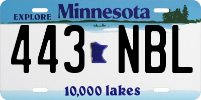 MN license plate 443NBL