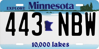 MN license plate 443NBW