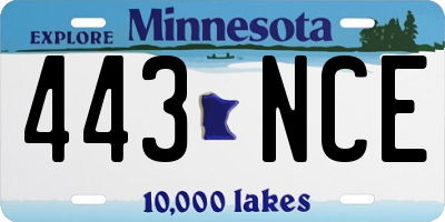 MN license plate 443NCE