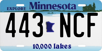 MN license plate 443NCF