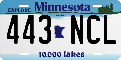 MN license plate 443NCL