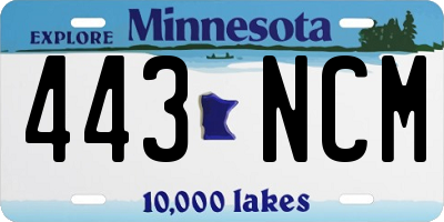 MN license plate 443NCM