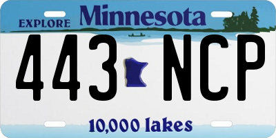 MN license plate 443NCP