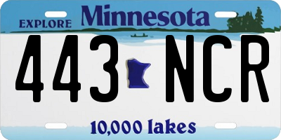 MN license plate 443NCR