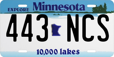 MN license plate 443NCS