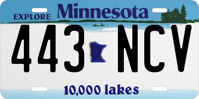 MN license plate 443NCV
