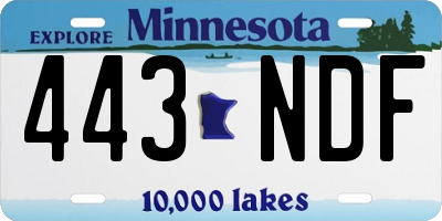 MN license plate 443NDF