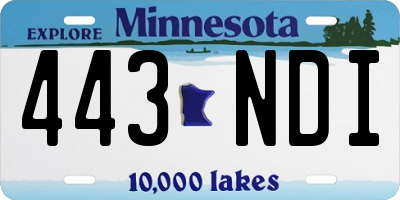 MN license plate 443NDI