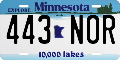 MN license plate 443NOR
