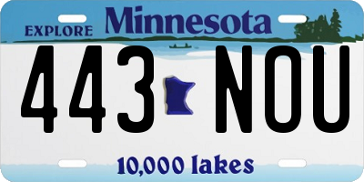 MN license plate 443NOU