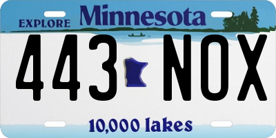 MN license plate 443NOX