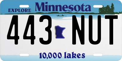 MN license plate 443NUT