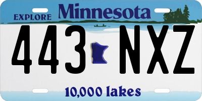 MN license plate 443NXZ